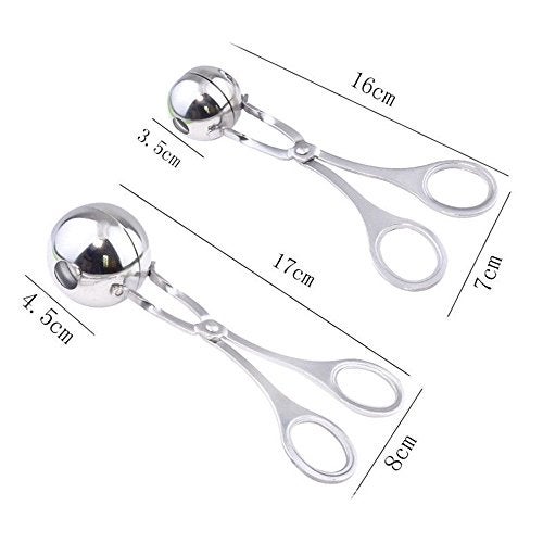 WedFeir 2 PCS None-Stick Meat Ballers, Stainless Steel Meat Baller Tongs, Cake Pop Meatball Maker Ice Tongs, Cookie Dough Scoop for Kitchen. (1.38" and 1.78") - Image 5