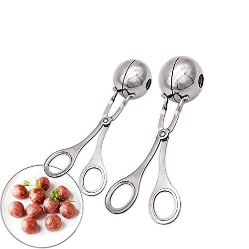 WedFeir 2 PCS None-Stick Meat Ballers, Stainless Steel Meat Baller Tongs, Cake Pop Meatball Maker Ice Tongs, Cookie Dough Scoop for Kitchen. (1.38" and 1.78") - Image 2