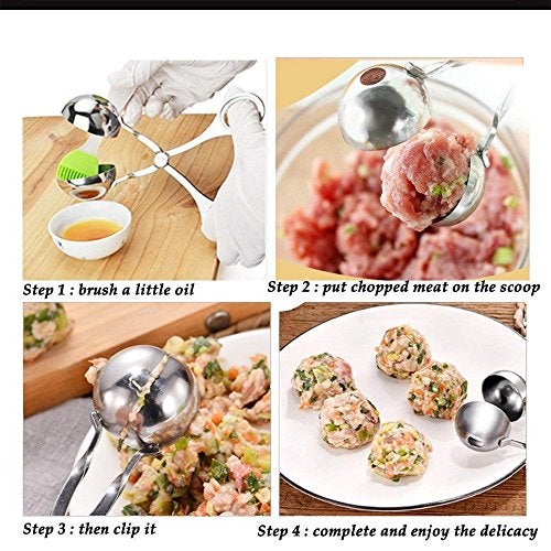 WedFeir 2 PCS None-Stick Meat Ballers, Stainless Steel Meat Baller Tongs, Cake Pop Meatball Maker Ice Tongs, Cookie Dough Scoop for Kitchen. (1.38" and 1.78") - Image 4