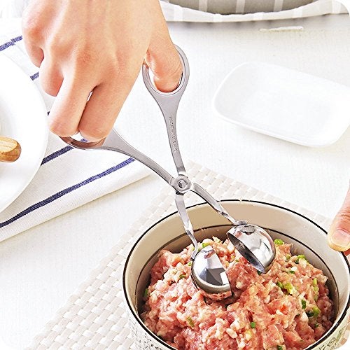 WedFeir 2 PCS None-Stick Meat Ballers, Stainless Steel Meat Baller Tongs, Cake Pop Meatball Maker Ice Tongs, Cookie Dough Scoop for Kitchen. (1.38" and 1.78") - Image 3