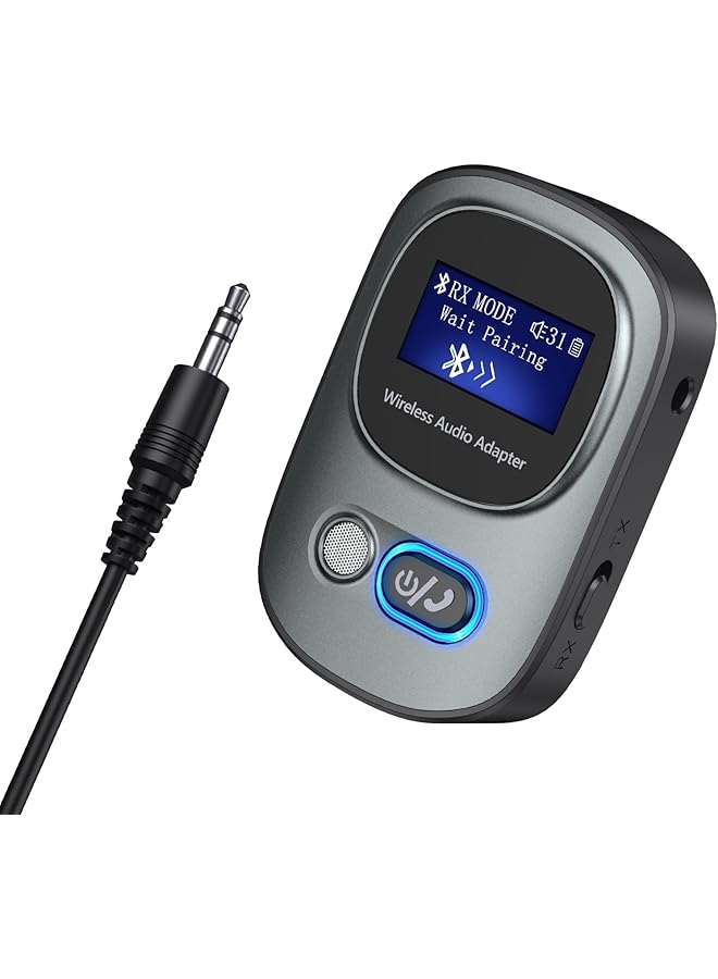 KASTWAVE Bluetooth 5.3 Transmitter And Receiver, Bluetooth Adapter Audio With Led Display, Hand-Free Call 3.5Mm Bluetooth Aux Adapter, Support Tf Card, Volume Control, Navigation, For Car/Speaker/Home Theater - Image 1