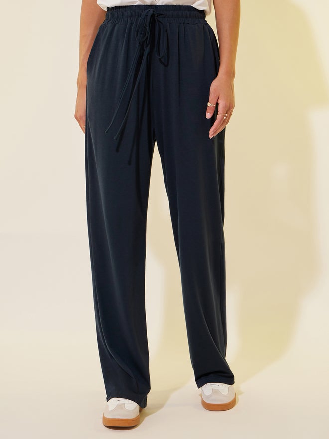 Styli Styli Solid Drawstring Waist Wide Leg Pants - Image 2