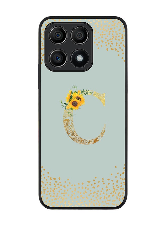 Stylizedd Rugged Black edge case for Honor X8A 4G Slim fit Soft Case Flexible Rubber Edges Anti Drop TPU Gel Thin Cover - Custom Monogram Letter Floral Pattern Alphabet - C (Light Grey) - Image 1