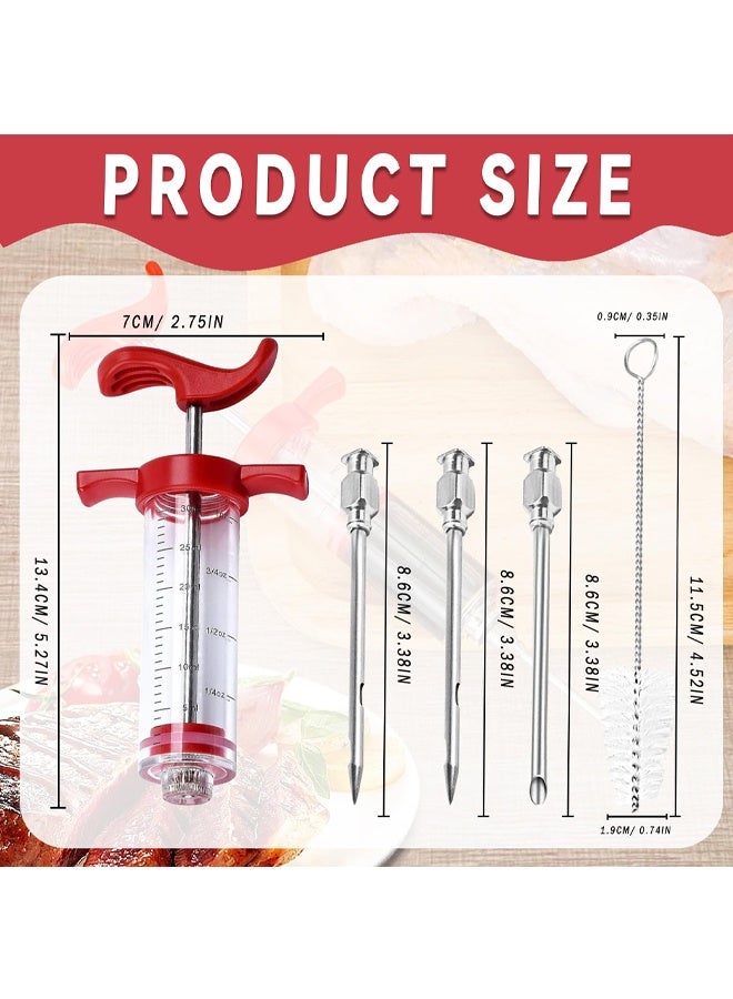 Plastic Meat Injector Syringe Kit, 30ml Marinade Injector with 3 Needles and 1 Brush for Flavor Infusion, Ideal for Poultry, Beef, Pork, and More - Image 2