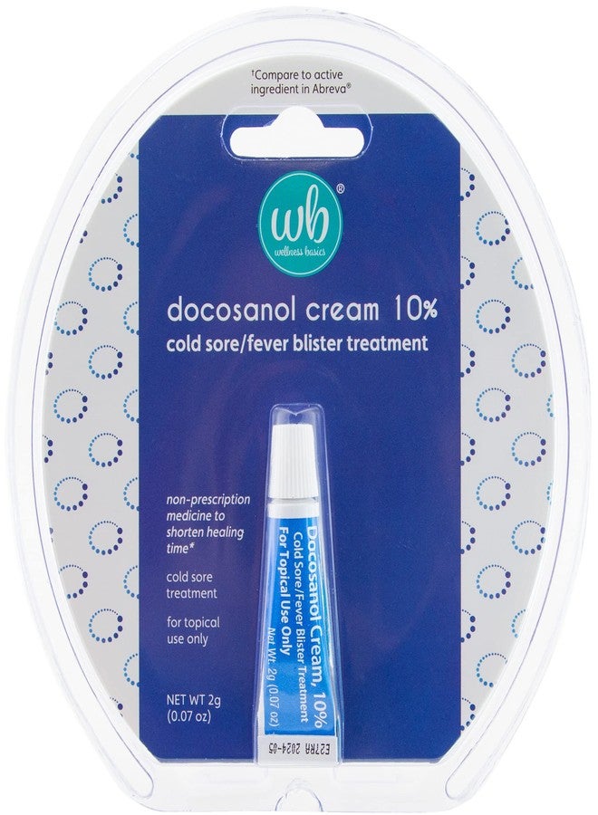 Wellness Basics Docosanol Cream 10% | Cold Sore Treatment | Shortens Healing Time | 0.07oz - 1 Tube - Image 1
