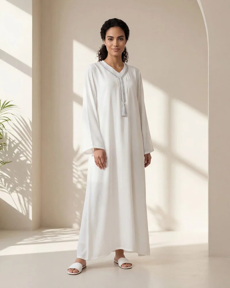 REDTAG Women White Textured Jallabiya