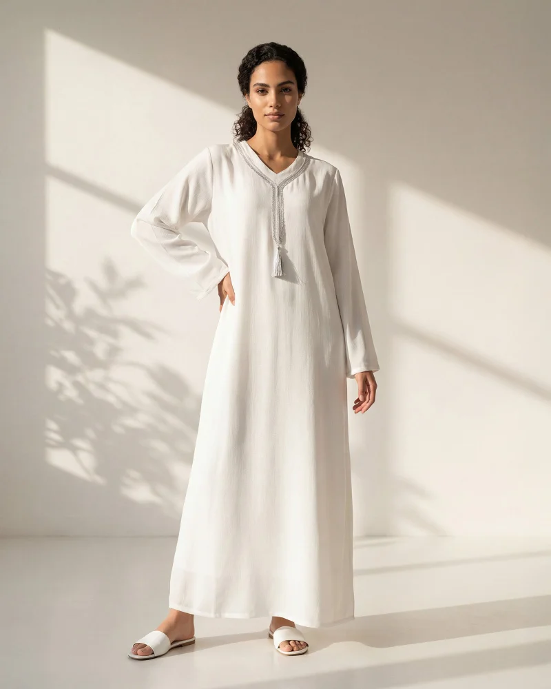 REDTAG Women White Textured Jallabiya