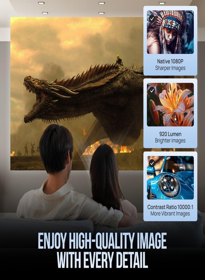 SSCDesigns Upgraded Projector with WiFI 6 & Bluetooth Mini Portable Smart Video Theater 4K HD 1080P Outdoor Screen Movie Home TV Android PC Monitor 180° Games - Image 4