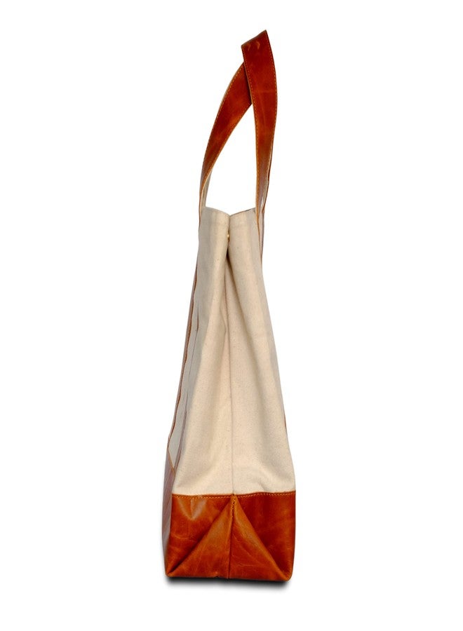 STRUTT Large Tote Bag for Women in canvas & leather, Large Canvas Work Tote Bags for Women, Shoulder Bag, Casual Beach Bag, Ideal for Travel/Daily Use/Birthday Gift - Image 4