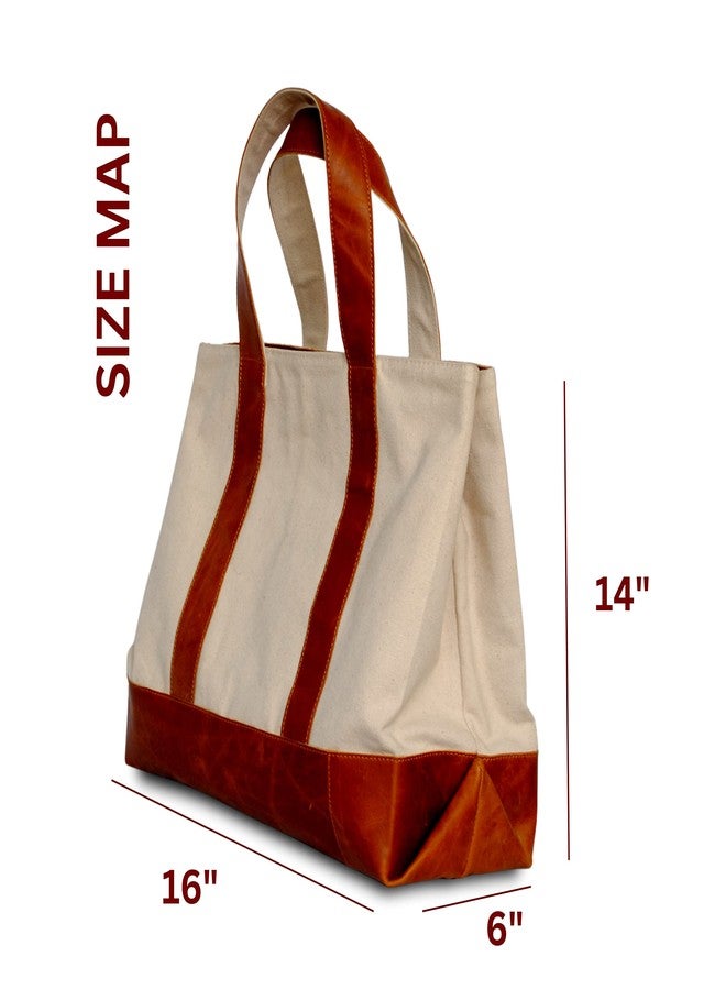 STRUTT Large Tote Bag for Women in canvas & leather, Large Canvas Work Tote Bags for Women, Shoulder Bag, Casual Beach Bag, Ideal for Travel/Daily Use/Birthday Gift - Image 3