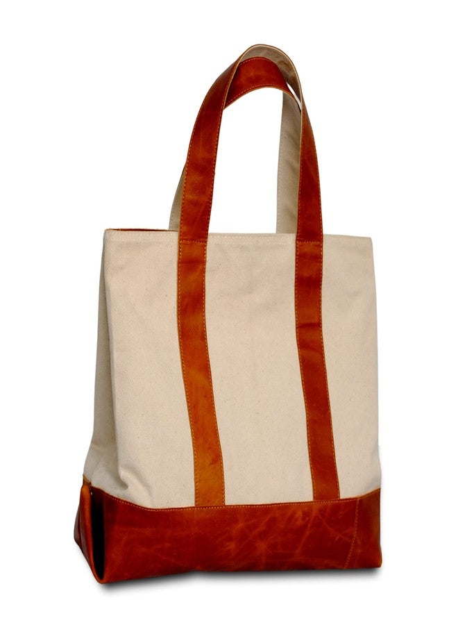 STRUTT Large Tote Bag for Women in canvas & leather, Large Canvas Work Tote Bags for Women, Shoulder Bag, Casual Beach Bag, Ideal for Travel/Daily Use/Birthday Gift - Image 2