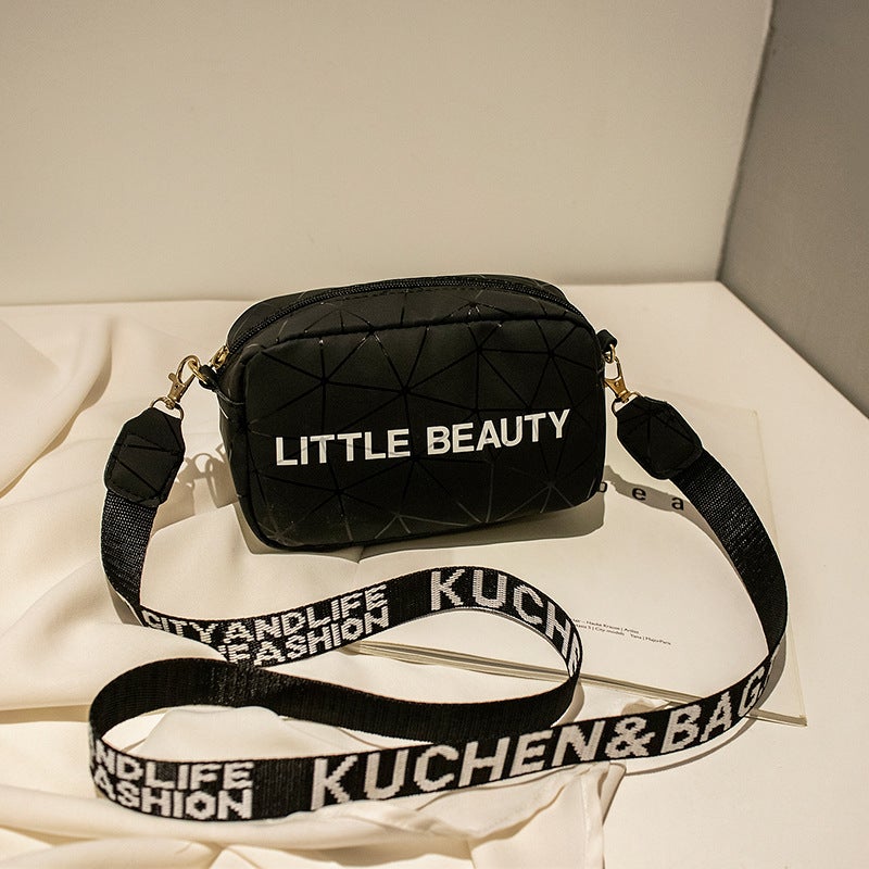 Women'S Bag 2021 New Silk Screen Rhombus Geometric Ribbon Camera Bag Small Square Bag Mobile Phone Bag Feels Good And Elastic - Image 3