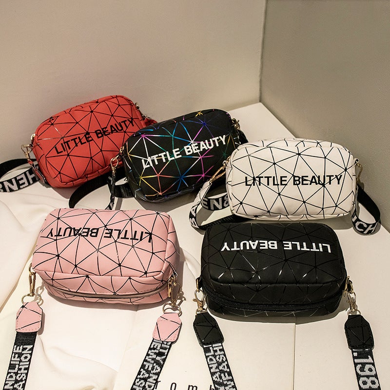Women'S Bag 2021 New Silk Screen Rhombus Geometric Ribbon Camera Bag Small Square Bag Mobile Phone Bag Feels Good And Elastic - Image 2