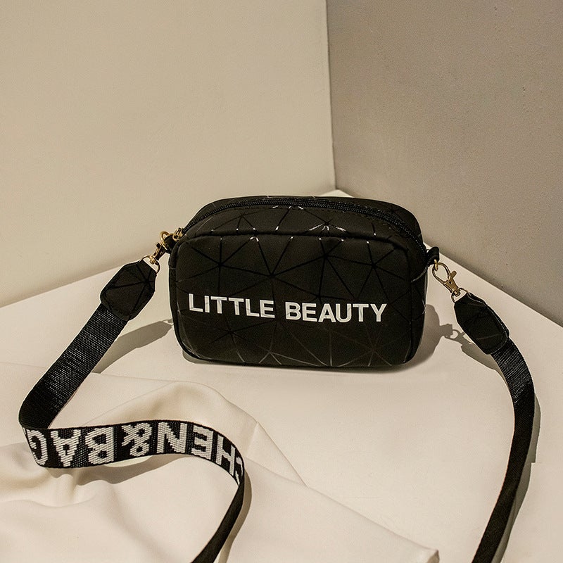 Women'S Bag 2021 New Silk Screen Rhombus Geometric Ribbon Camera Bag Small Square Bag Mobile Phone Bag Feels Good And Elastic - Image 1