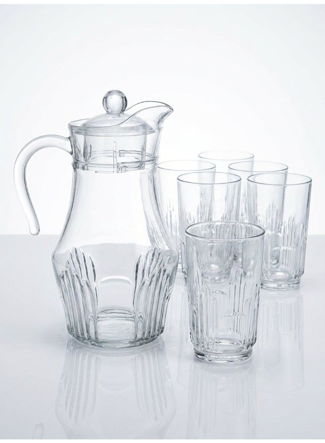 Luminarc Orient 7 Piece Drink Set includes 1.8L Jug, 6 x 270ml Lancier Glass Tumblers, Made of Annealed High Quality & Durable Glass - Image 1