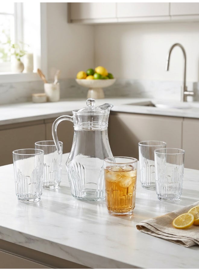 Luminarc Orient 7 Piece Drink Set includes 1.8L Jug, 6 x 270ml Lancier Glass Tumblers, Made of Annealed High Quality & Durable Glass - Image 2