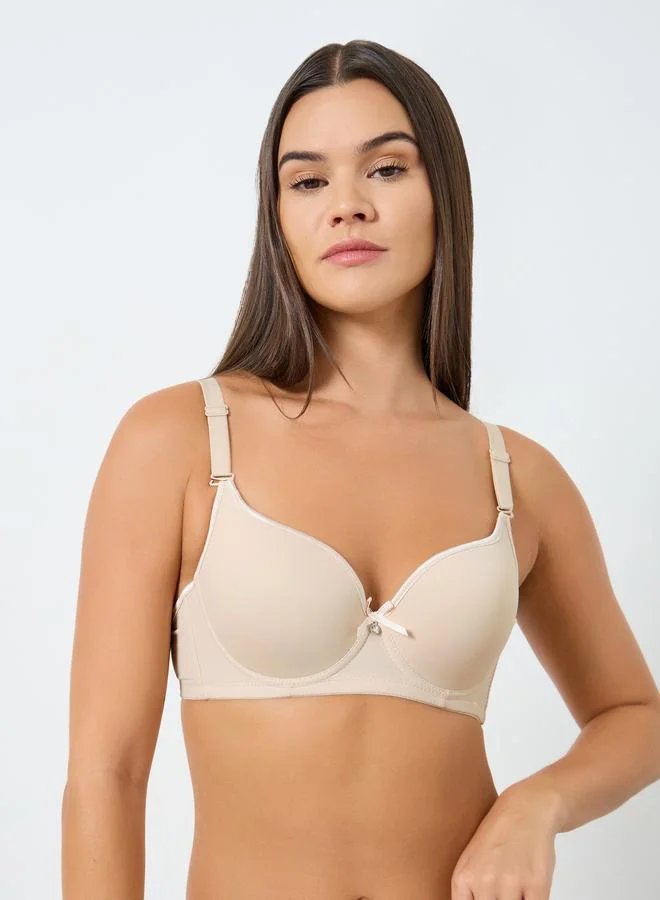 Styli Pack of 2 - Padded Wired Solid Balconette Bra with Piping Cup