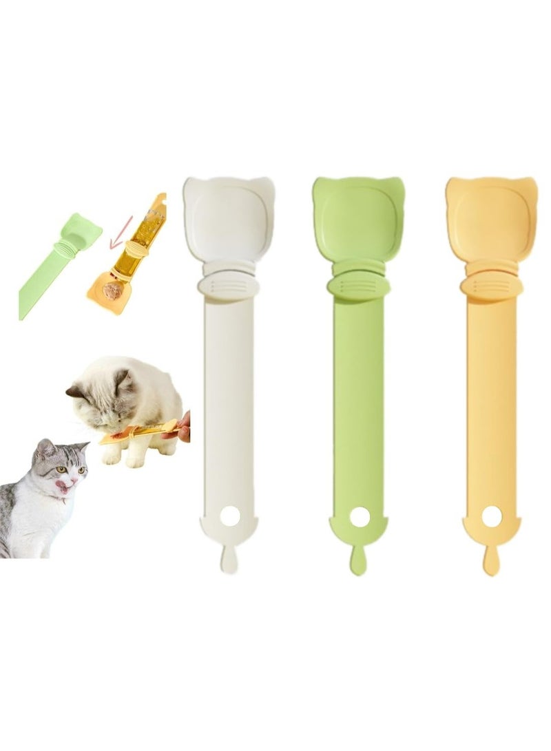 Cat Strip Happy Spoon Cat Wet Treat Squeeze Spoon Cat Strip Feeder Spoon Cat Bar Squeezer Cat Treat Feeding Spoon For Lickable Wet Cat Treats Liquid Snack Feeding (3 Pieces ) - Image 1