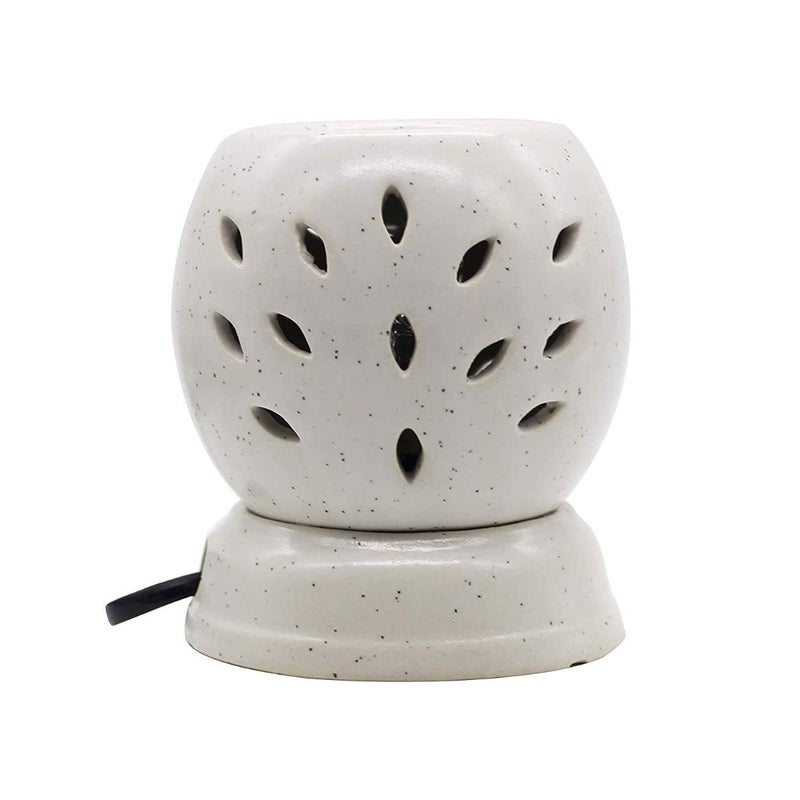 DECOVAA DECOVAA Round Electric Ceramic Diffuser Aromatherapy with Bulb Essential Oil Burner Wax WarmerNight Lamp for Home Office Spa White  - Image 1
