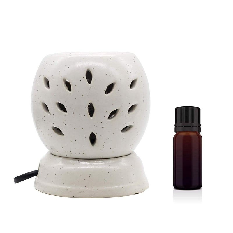 DECOVAA DECOVAA Round Electric Ceramic Diffuser Aromatherapy with Bulb Essential Oil Burner Wax WarmerNight Lamp for Home Office Spa White  - Image 4