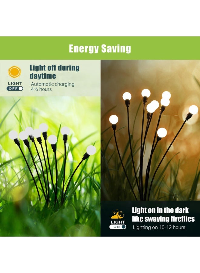 Flushrenic New Upgraded 2 Pack 8 Waterproof Led Solar Garden Lights Firefly Lights(Warm White) - Image 2