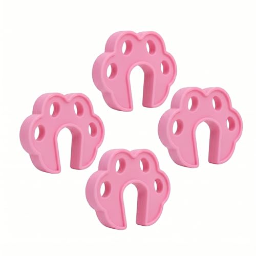 Safe-O-Kid 4 Pcs Silicone Door Stopper for Baby Safety, Door Slam Stopper Made with 100% Pure Silicone, BPA Free, Finger Pinch Door Guard for Kids & Pet or Child from Getting Locked in Room - Pink - Image 1
