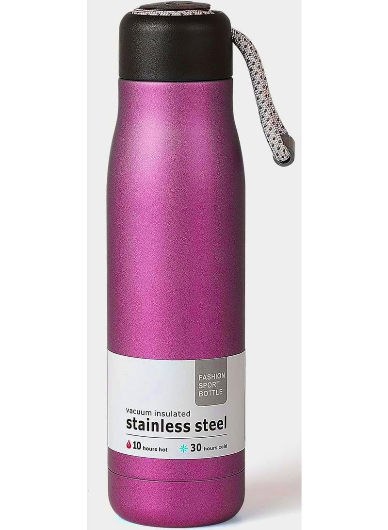KITCHENOO 550ml Stainless Steel Water Bottle Double Wall Vacuum Insulated with Spout and Leak Proof Cell Phone Cover (pink) - Image 1