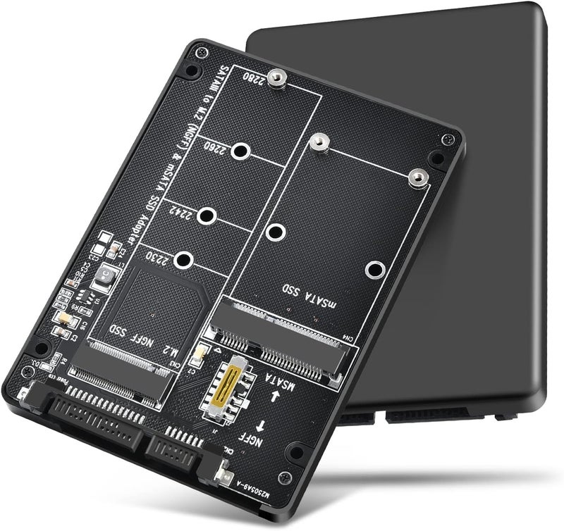 ETZIN M.2 SATA to SATA Adapter (Not Support NVME/M.2 PCIE) MSATA and B Key/B&M Key M.2 NGFF SDD to 2.5" SATA III 2 in 1 Converter Supports MSATA/M.2 NGFF SSD Not for M Key (EPL-1082HS) - Image 1