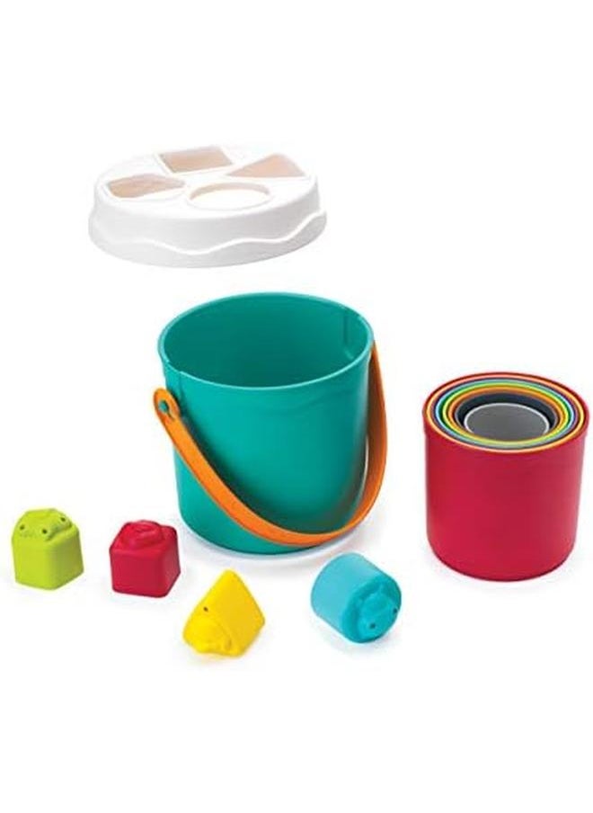 infantino - Shape Sorting Stack N Nest Bucket 10 Pieces - Image 1