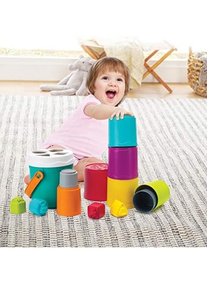 infantino - Shape Sorting Stack N Nest Bucket 10 Pieces - Image 1