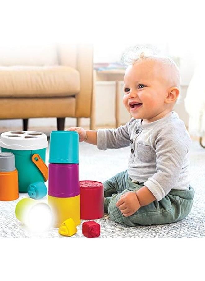infantino - Shape Sorting Stack N Nest Bucket 10 Pieces - Image 1