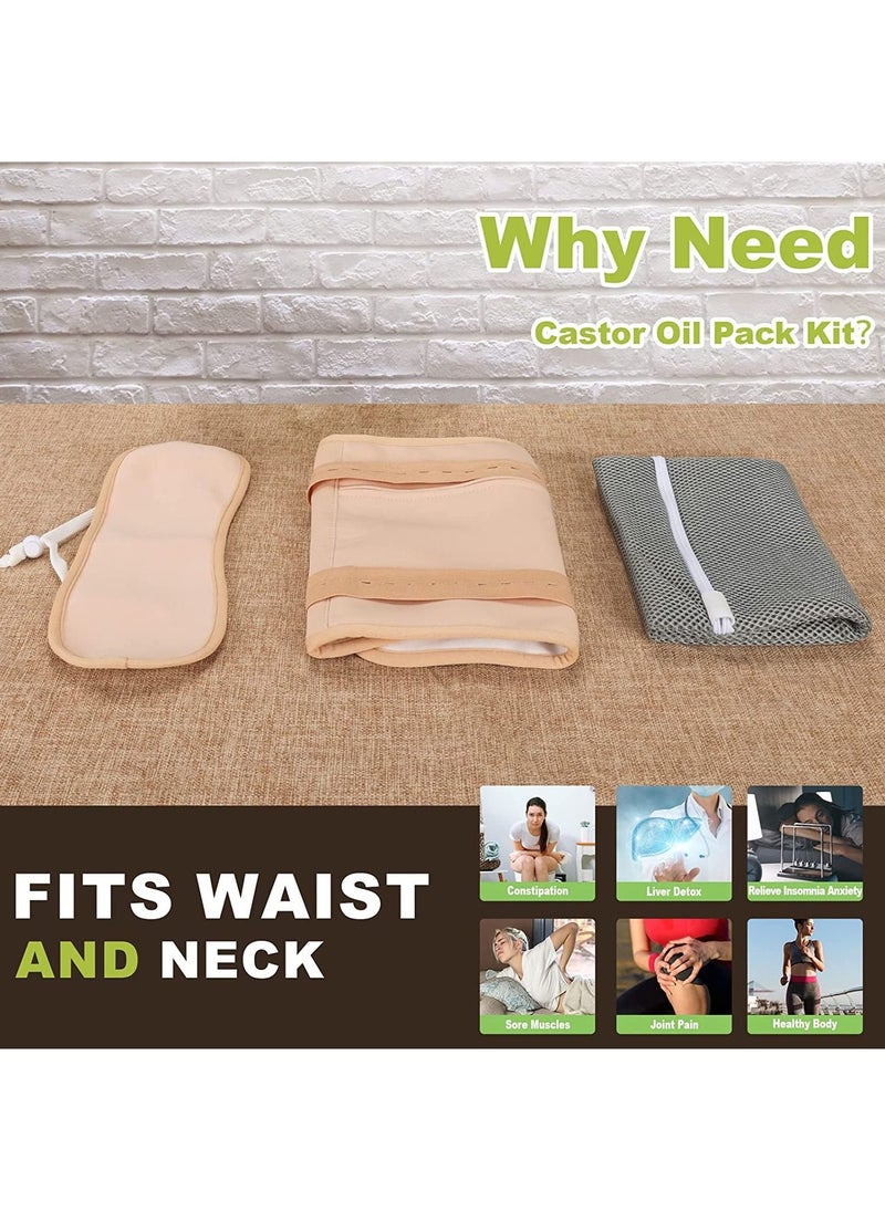 Generic - 2Pack Castor Oil Pack Wrap, Reusable Organic Castor Oil Packs for Liver Detox, Castor Oil Packs for Liver Detox with Adjustable Elastic Strap Flannel Cotton Machine Washable Anti Oil Leak - Image 1
