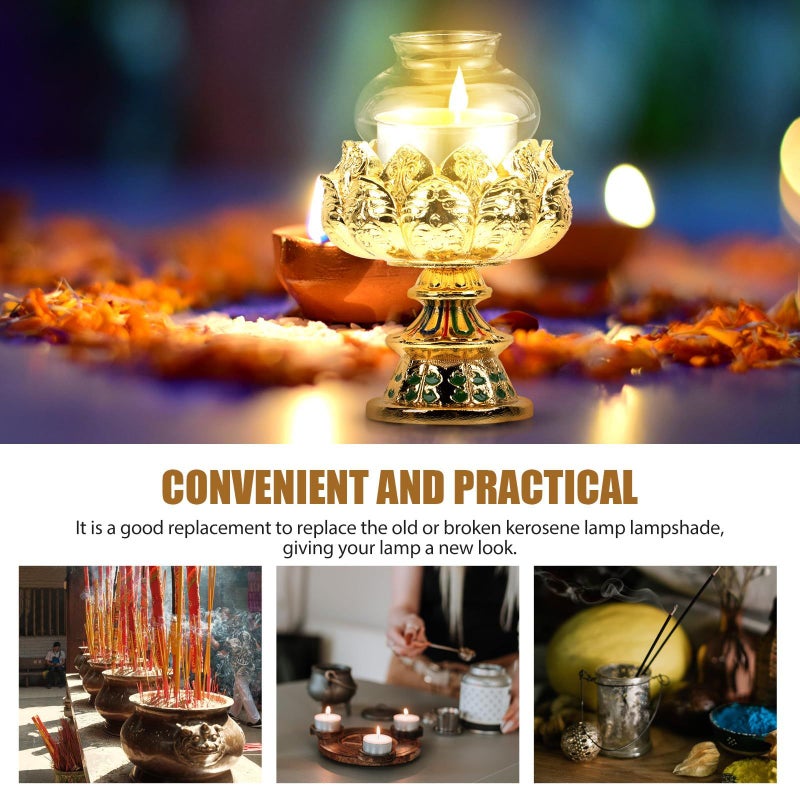 VANZACK Shaped Temple Oil Lamp Glass Lampshade Small Windproof Heat Resistant Kerosene Lamp Cover - Image 4