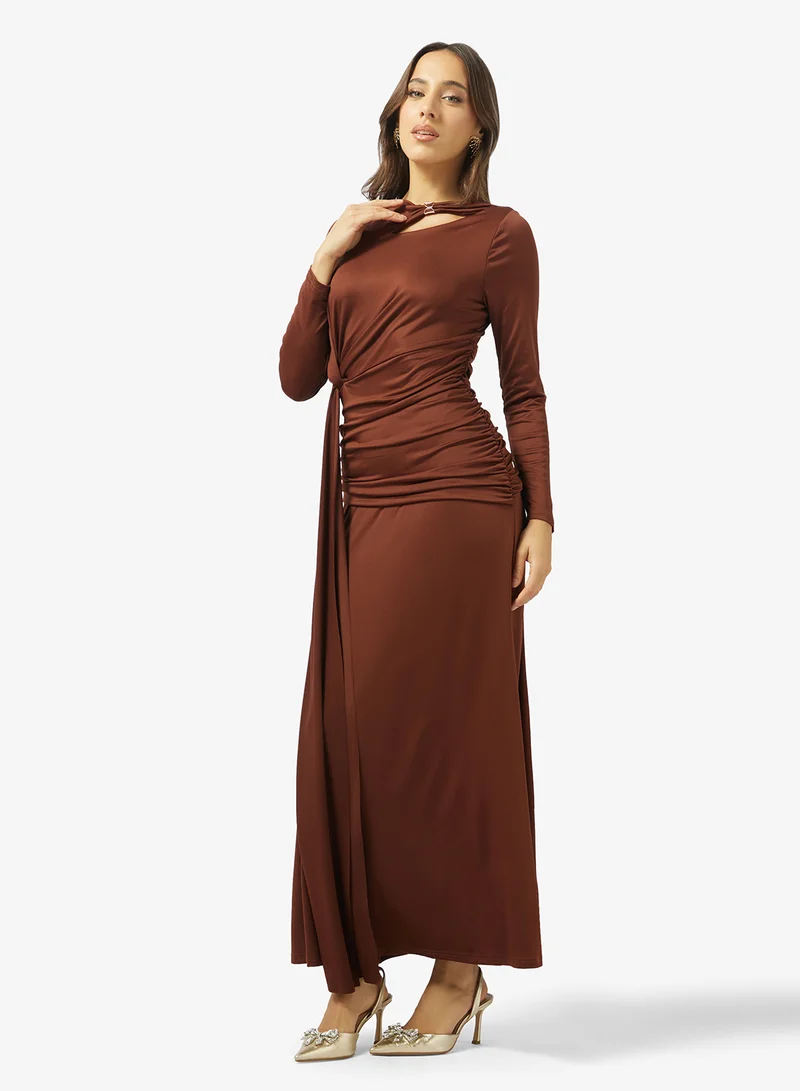 Ginger  Draped Cutout Detail Bodycon Dress for Women | Best Price UAE