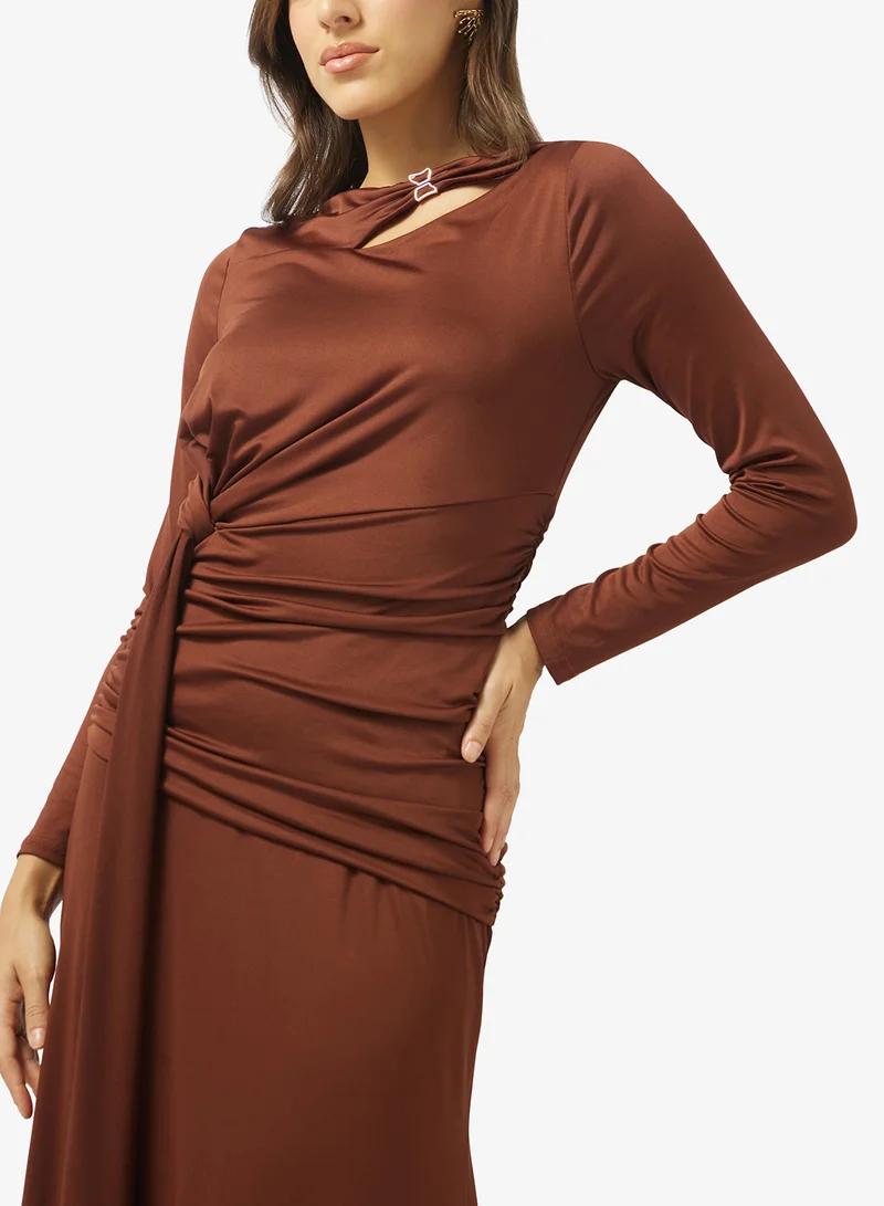 Ginger  Draped Cutout Detail Bodycon Dress for Women | Best Price UAE