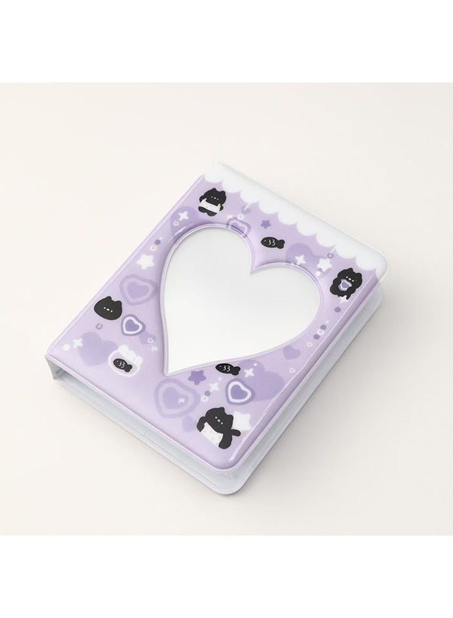 Quantum 2 Pcs 3 Inch Cute Cat Photocard Binder with Cartoon Animals Pendant - Heart Hollow Portable Photocard Holder Book - Photo Storage Album 40 Pockets for Students and Fan Enthusiasts to Organize - Image 3