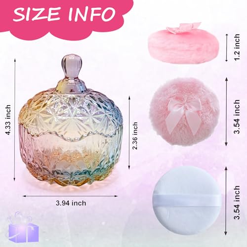 Qopoto 5 Pieces Large Body Powder Puff and Powder Container, Crystal Case for Dust Puff, Powder applicator with Box for Face and Body (Color, Crown) - Image 2
