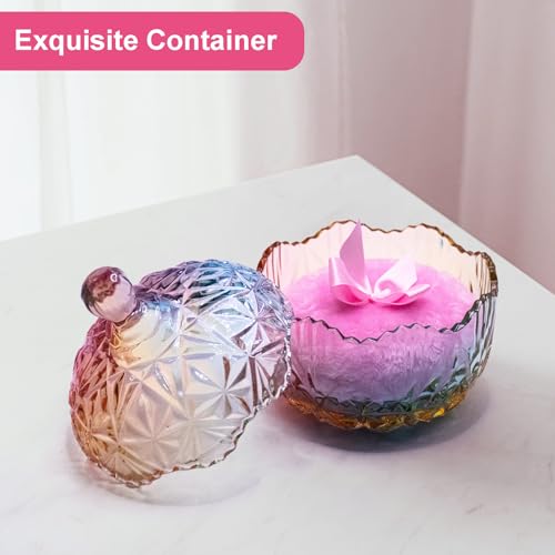 Qopoto 5 Pieces Large Body Powder Puff and Powder Container, Crystal Case for Dust Puff, Powder applicator with Box for Face and Body (Color, Crown) - Image 3