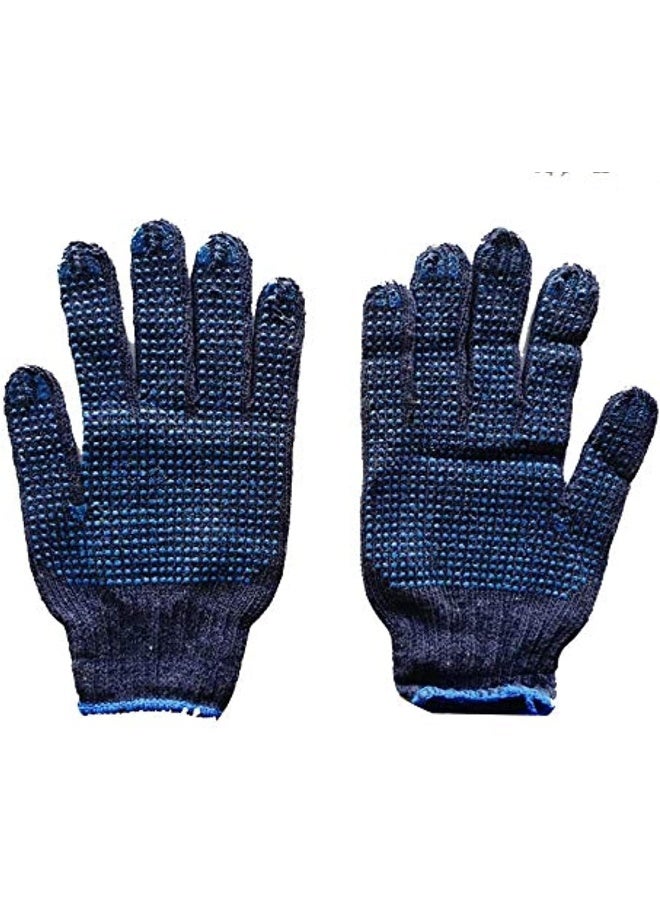 Royal Apex Blue Dotted Double Sided Cotton Hand Gloves For Industrial And Indoor - Image 1