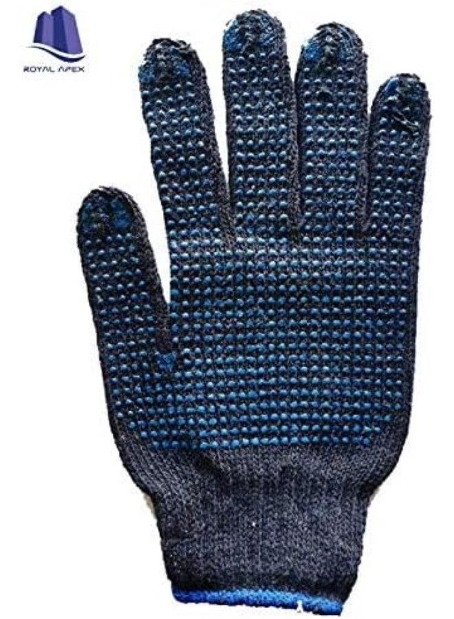 Royal Apex Blue Dotted Double Sided Cotton Hand Gloves For Industrial And Indoor - Image 2