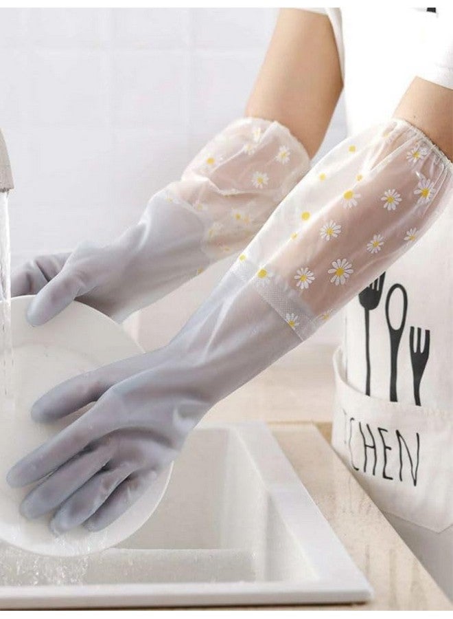 EAYIRA EAYIRA Reusable Heavy Duty Hand Gloves For Dishwashing, Gardening, Kitchen Cleaning Non-Slippery & Durable Long Elbow Length(Inner Cotton Lining For Comfort), Pack of 1 Pair (Blue) - Image 2