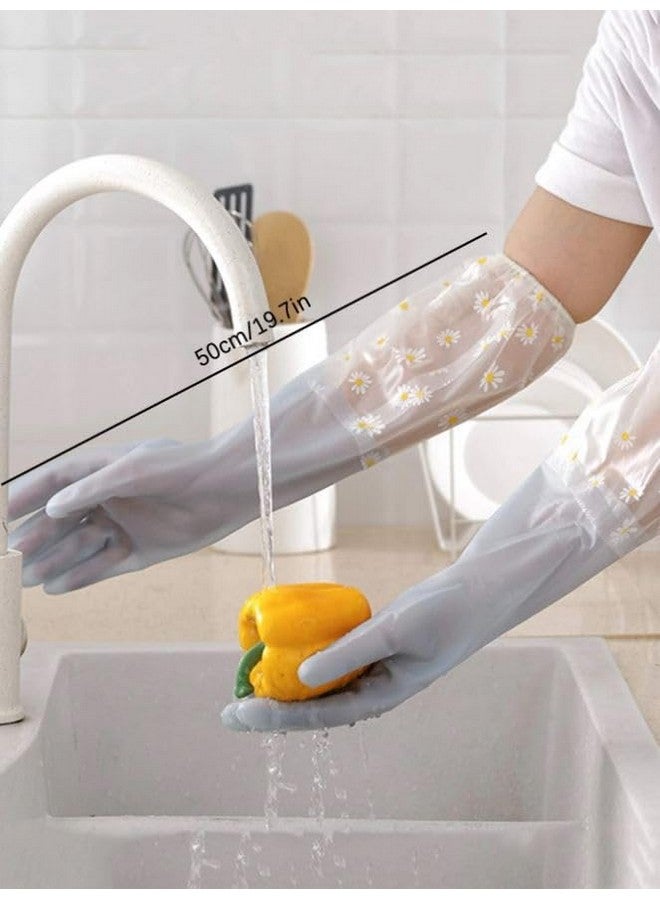 EAYIRA EAYIRA Reusable Heavy Duty Hand Gloves For Dishwashing, Gardening, Kitchen Cleaning Non-Slippery & Durable Long Elbow Length(Inner Cotton Lining For Comfort), Pack of 1 Pair (Blue) - Image 3