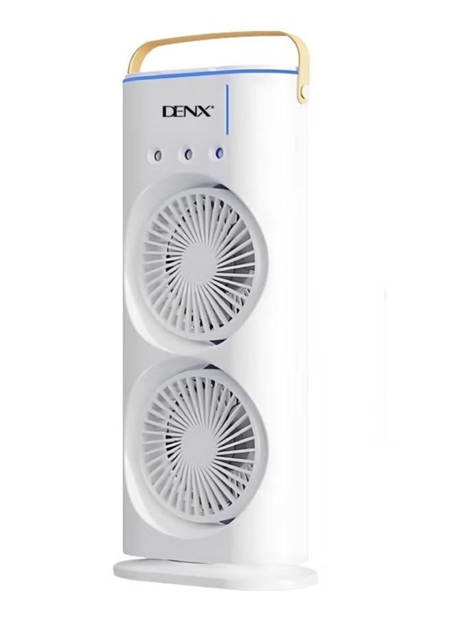 Denx Portable Double-Ended Spray Fan With Remote Control – Power by USB Type C Mist Cooling Tower Fan with 90° Rotation,– Mini Desktop Air Circulator, 280 ml Water Tank, 3 Air Speeds & 3 Cooling Mist, 90° Left and Right Rotation, 7 LED Mobile Air Conditioner for Room, Homes and Office - Image 3