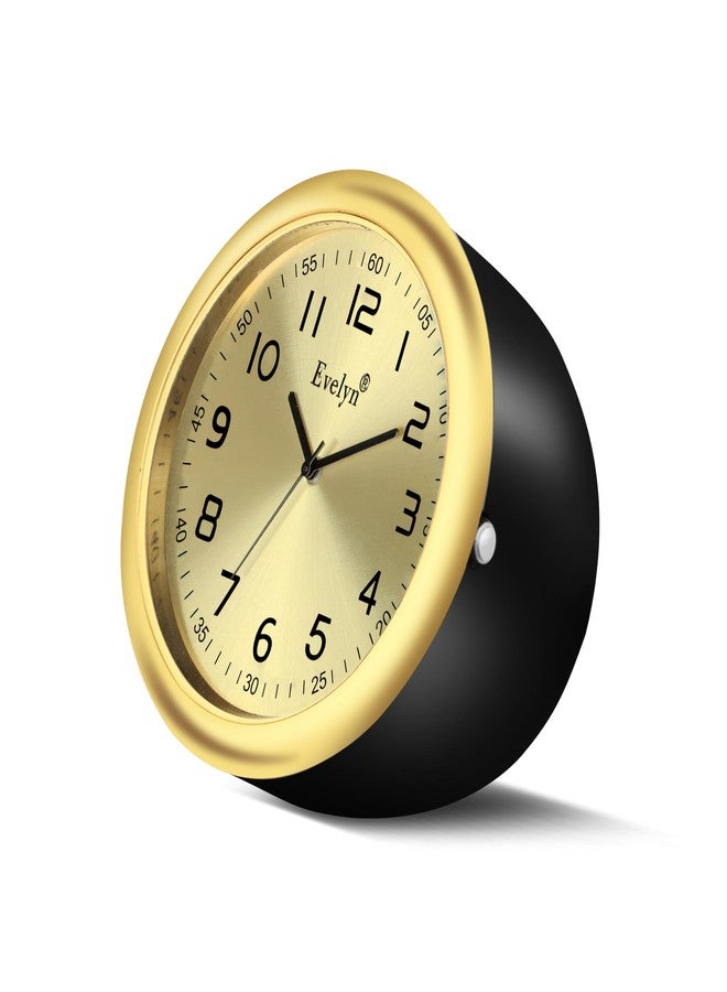 Evelyn Car Clock, Gold Frame, Black Numbers, Round Shape, Evt 63 - Image 1