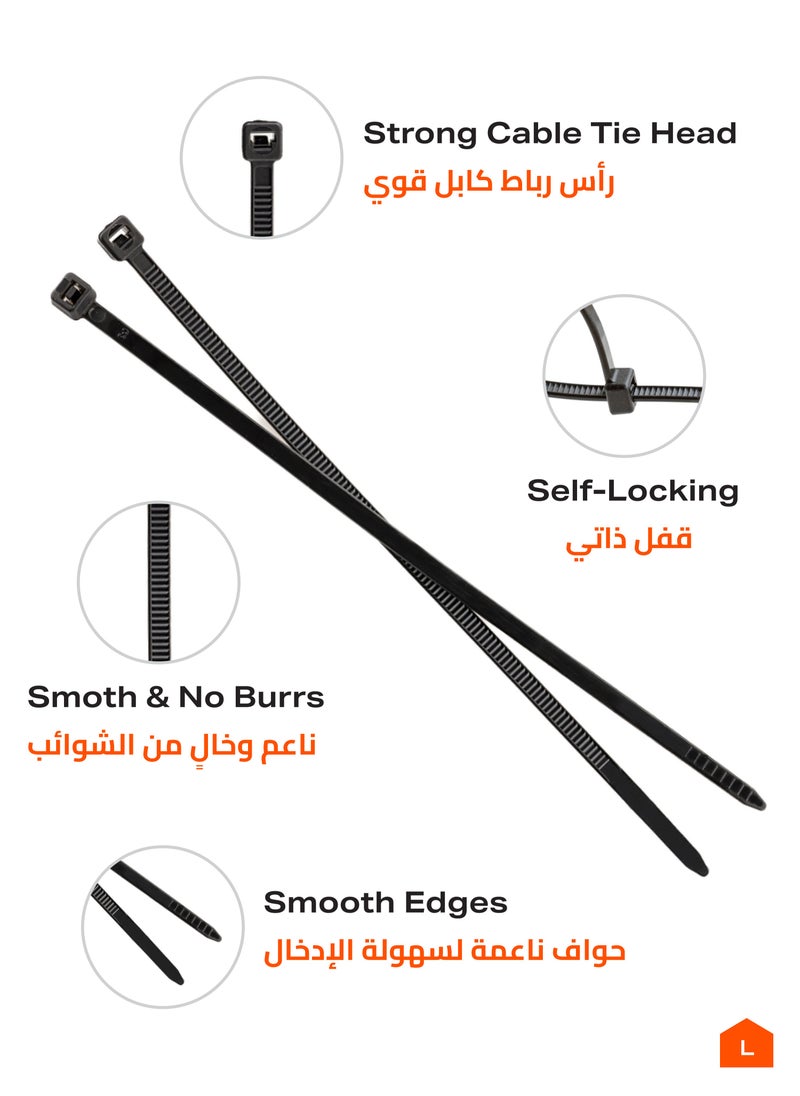 LAWAZIM Cable Tie 60 Piece, Black - Zip Ties with Self-Locking, UV & Heat Resistance, Nylon Material - Ideal for Electrical, Construction, Garden, and Cable Management  - Image 3
