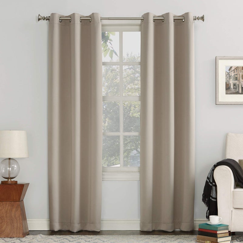 Sun Zero Easton Energy Saving Blackout Grommet Curtain Panel 40 x 84 Stone