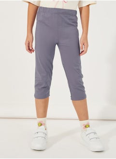 Styli Elastic Waistband Basic Capri Length Leggings  - Image 1