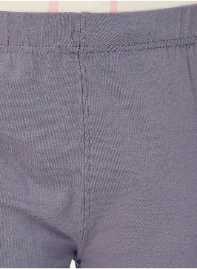 Styli Elastic Waistband Basic Capri Length Leggings