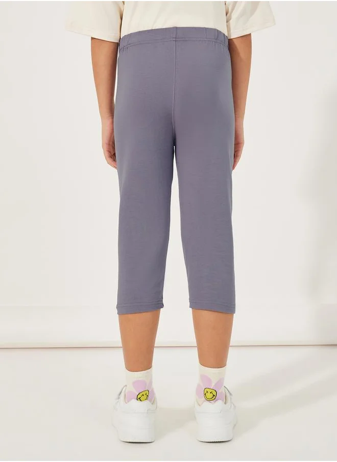 Styli Elastic Waistband Basic Capri Length Leggings