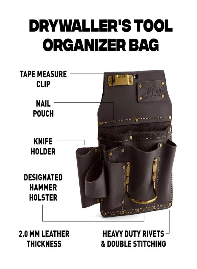 OX Tools Leather Tool Pouch for Pro Drywall Contractor, Oil Tanned Leather Tool Belt Pouches Hammer Loop, Belt Loops, Framing Drywaller's Tool Organizer Bag OX-P263801 - Image 2